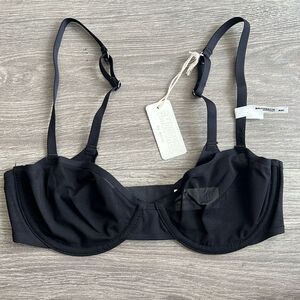 SMOOTHEZ by Aerie Balconette Mesh Bra Size 32C True Black Underwire Sheer NWT